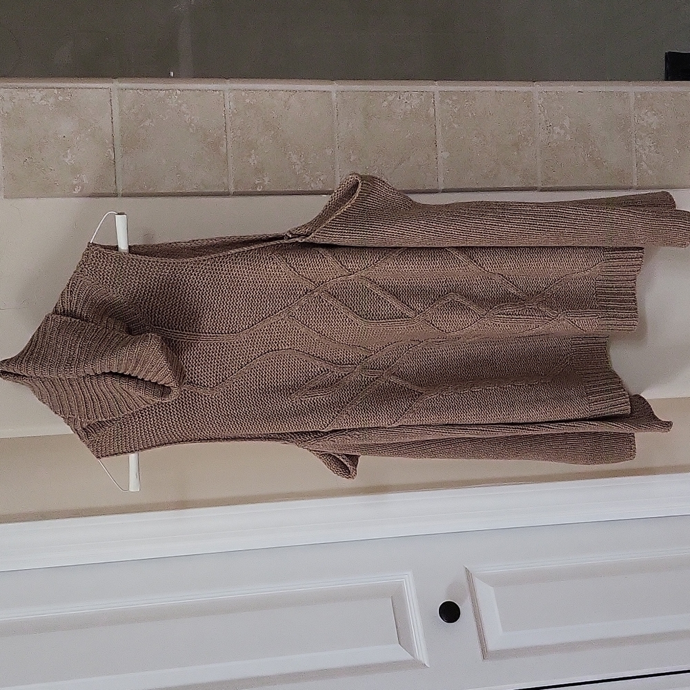 tan shoulder cutout sweater